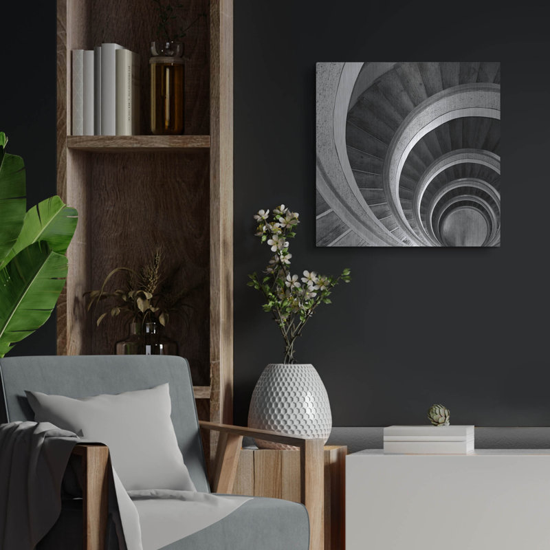 «Spiral Staircase No. 6» par Photoinc Studio, art mural en métal, 12 po x 12 po, H 24 po x l 24 po