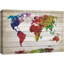 «World Map», très grande aquarelle, effet de bois coloré, impression sur toile-94537248