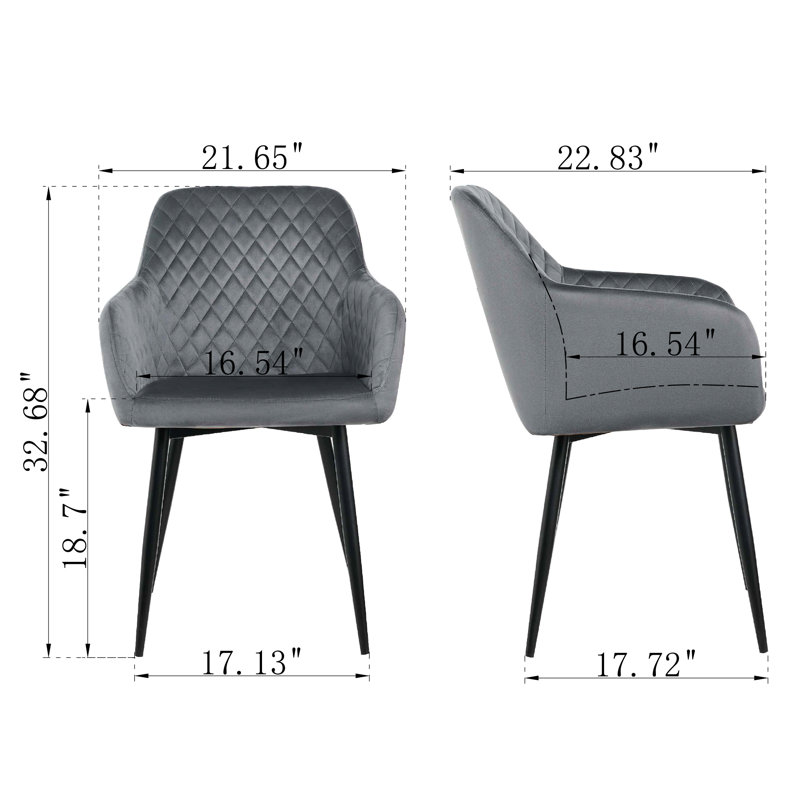 Chaise rembourrée en velours avec accoudoirs, Noir, noir, noir, noir