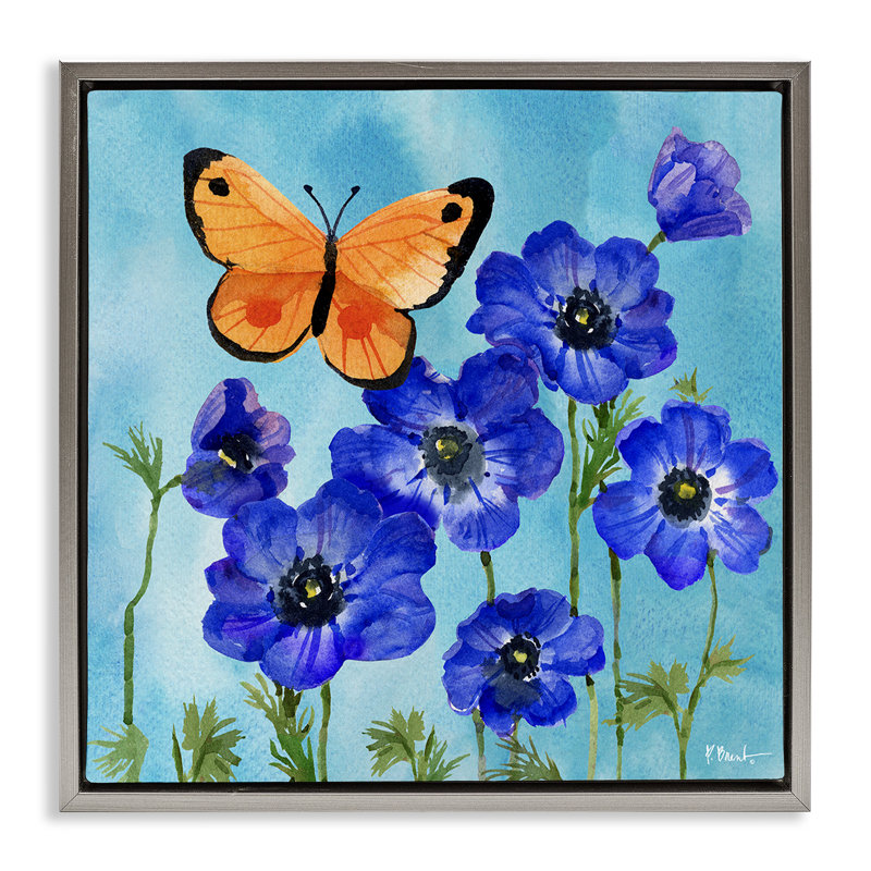 Cadre flottant Poetic Monarch Butterfly, design par Paul Brent, H 18 po x l 18 po, Cadre flottant gris lustré