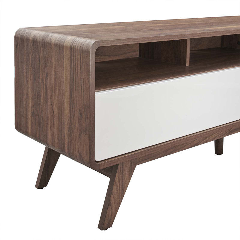 Walnut and White 60" Mid-Century Modern TV Stand