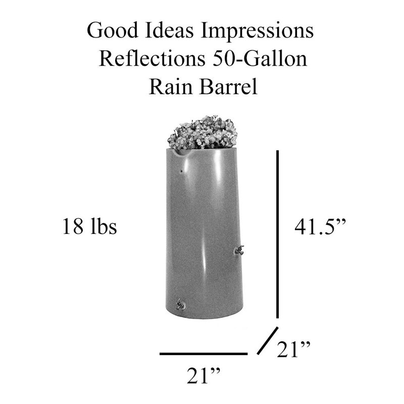Sandstone 50 Gallon Reflective Planter Rain Barrel with Brass Spigots