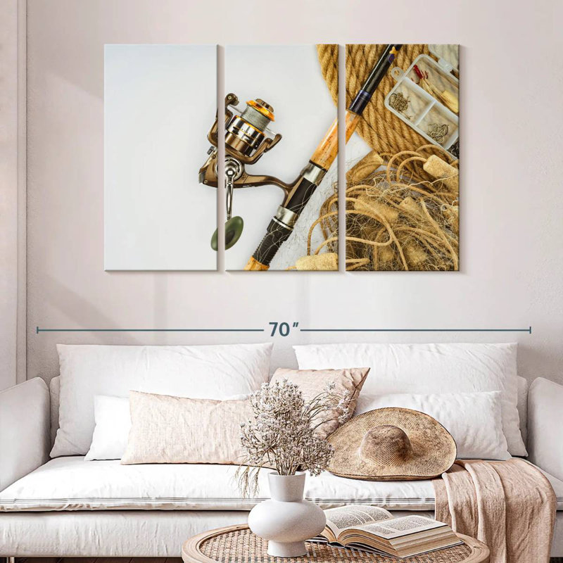 Fishing Rod And Net, 32" H x 50" W