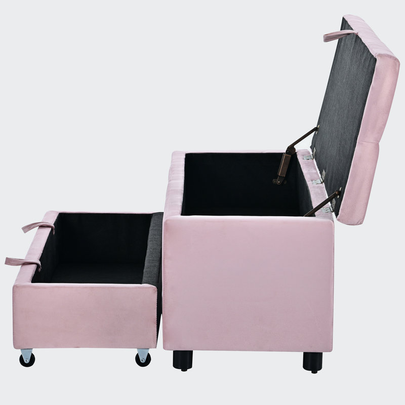 Banc de rangement Phylecia, 100% polyester rose