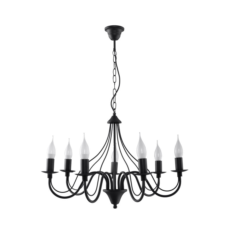 Minerwa 7 - Light Candle Style Chandelier, Black