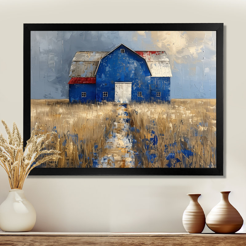 Lovell - Barn Wall Art Living Room, H 34 po x l 44 po x P 1,5 po, Toile encadrée noire simple
