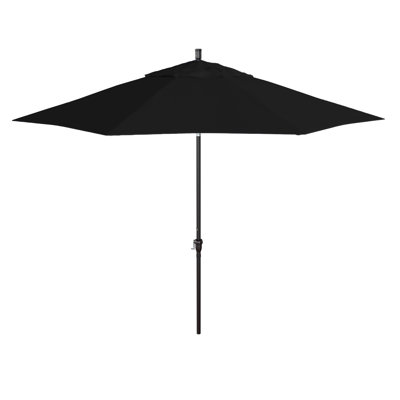 11' Bronze Patio Umbrella With Auto Tilt And Crank Lift In Black Olefin