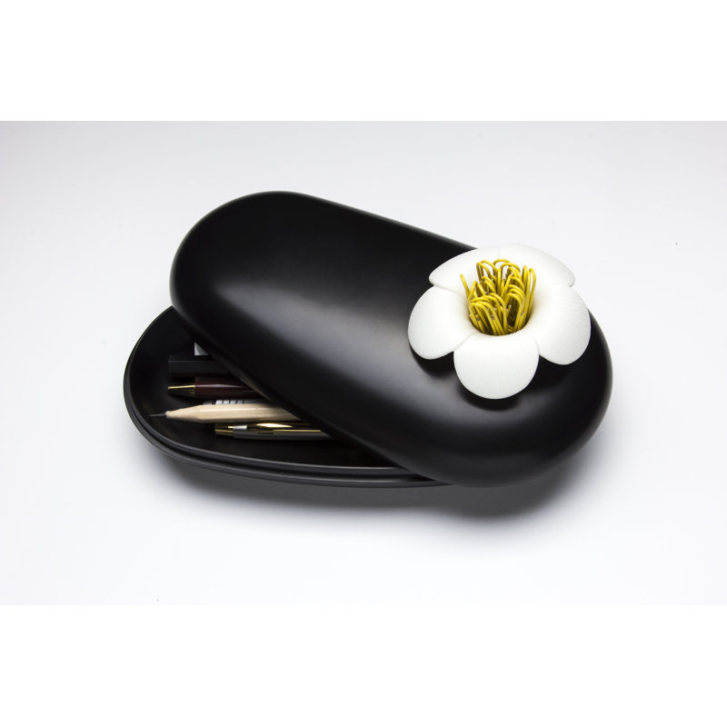 Plastic Paper Clip Holder, Black/White
