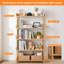Bibliothèque à 5 niveaux en bois - Bibliothèque autoportante avec tablettes de rangement ouvertes et pieds en bois massif pour le bureau à domicile, le salon et la chambre à coucher
