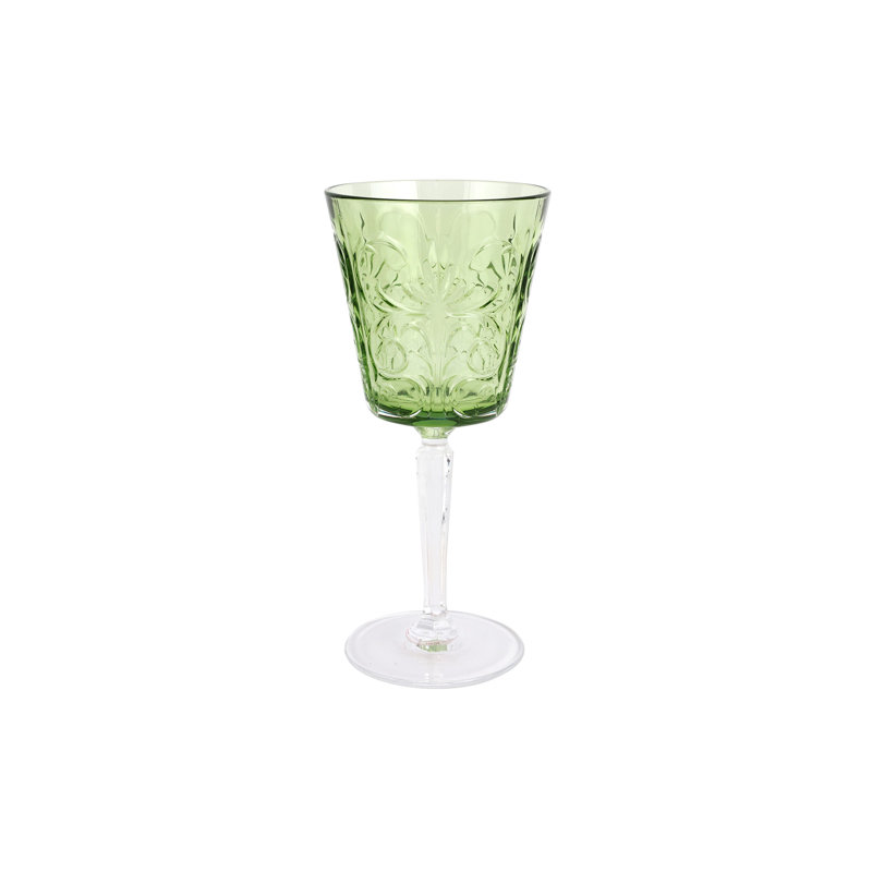 Barocco Handmade Wine Glass, Mint Green
