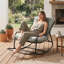 Chaise berçante d'intérieur / d'extérieur avec accoudoirs courbés, chaise berçante d'appoint à coussin épais pour le salon, la chambre à coucher, le balcon, le porche-2091139929