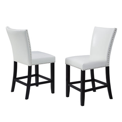 Fauteuil d'unité centrale rembourré à hauteur de comptoir 2 pièces avec repose-pieds chromé