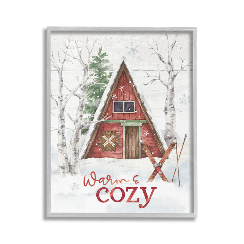 «Warm & Cozy Cabin», art de la giclée encadrée par Courtney Morgenstern, Estampe numérique Farmhouse, H 20 po x l 16 po