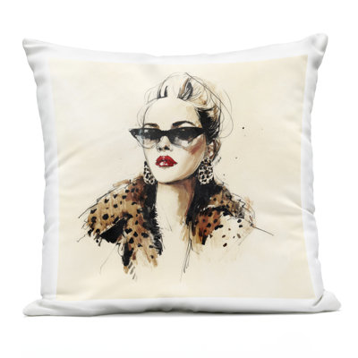 Coussin d'extérieur imprimé Glam Leopard Portrait Sonata, par Svetlana Aleynikova