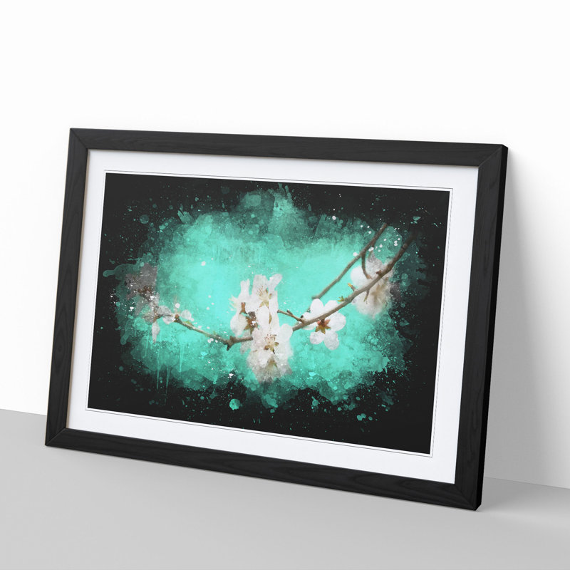 White Cherry Blossom Vol.2 - Picture Frame Graphic Art, 65cm H x 90cm W x 2cm D, Black Framed