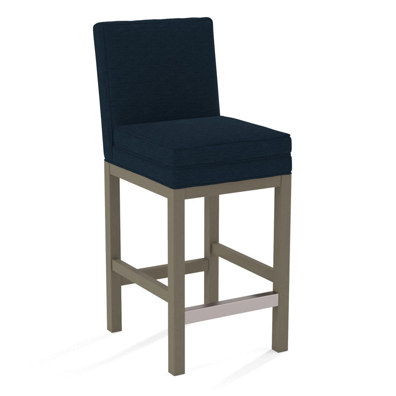 Upholstered Stool, White Sugar Performance; 0863-91, Stone Hearth Finish