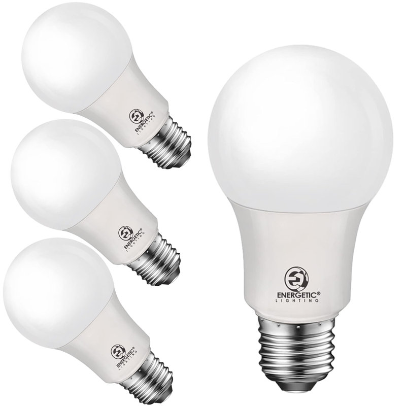 Warm White Plastic A19 LED Light Bulb 4-Pack