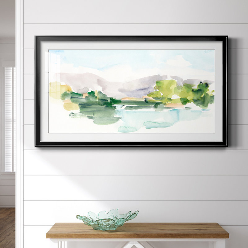 Tangerine Sunset II - peinture encadrée, H 22,5 po x l 42,5 po, Impression encadrée, Black