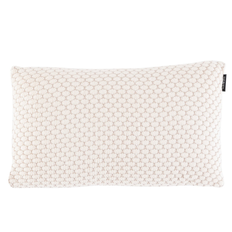 Natural and Stone Knit Geometric Cotton Throw Pillow