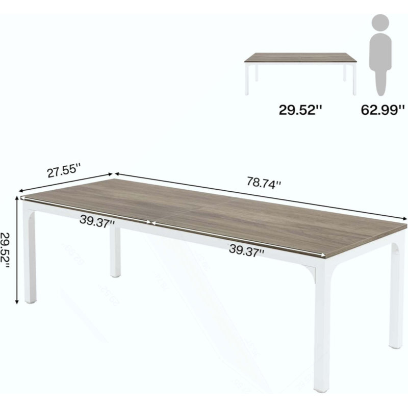 Table de conférence, très grand bureau d'écriture, bureau, Taupe / Blanc