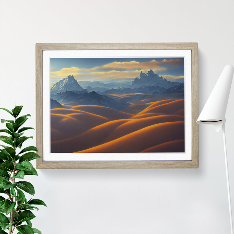 Flashy Mountain Landscape 1 Piece Single Picture Frame Wall Art, 46cm H x 64cm W x 2cm D, Oak Framed