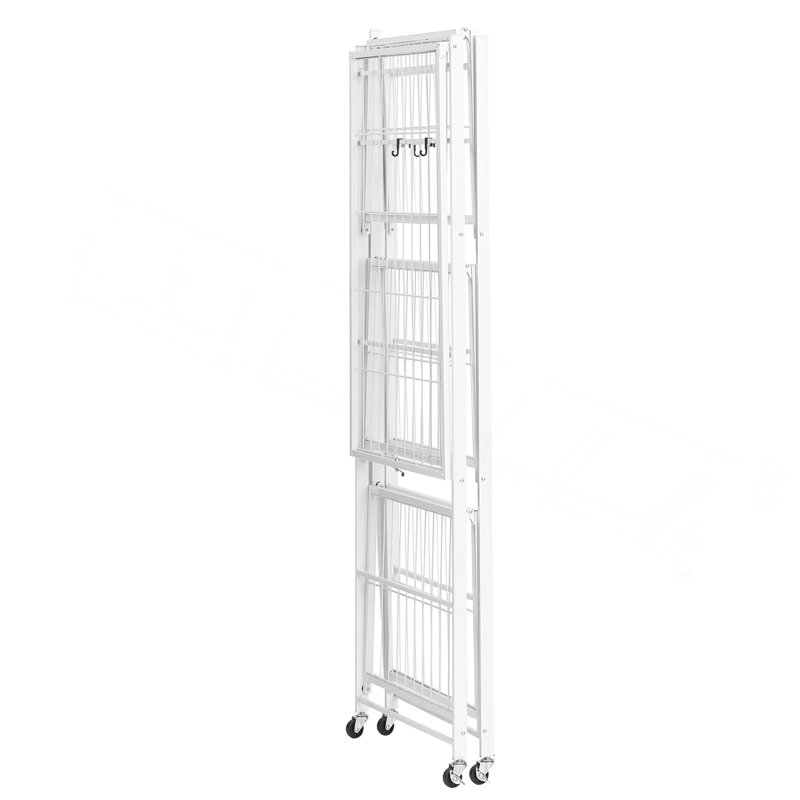 Tablette de rangement pliante avec roulettes, H 5,24 po x l 62,2 po x P 22,44 po, Blanc