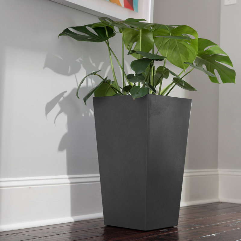 Finley Modern Recycled Plastic Indoor/Outdoor Square Vertical Planter, 20"H x 11.5"W x 11.5"D, Gray