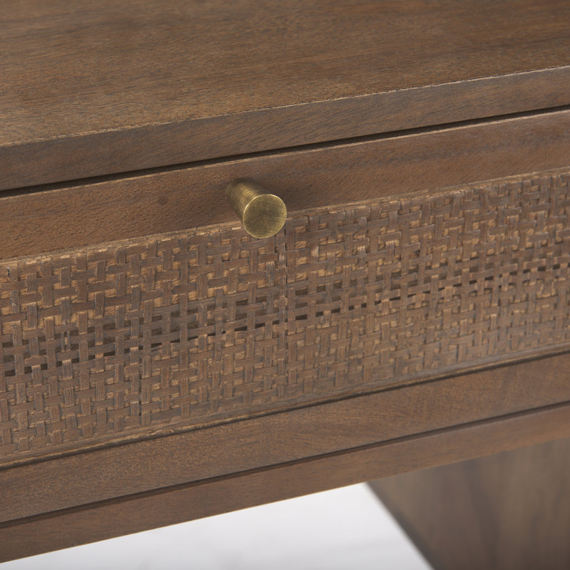 Solid Wood Writing Desk, Medium Brown