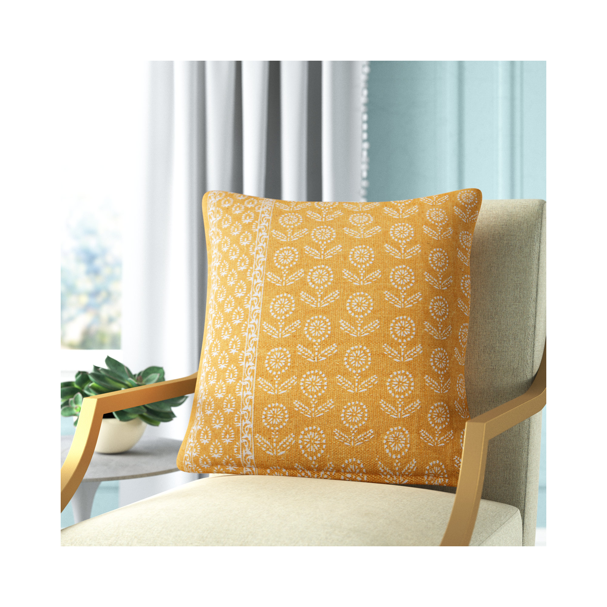 Elswickee Floral Cotton Throw Pillow, Brown/Gray, Pillow Cover Only - No Insert