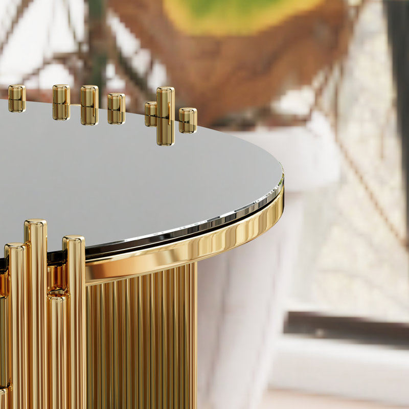 Table basse en verre noir avec structure en acier inoxydable robuste pour surface de vie