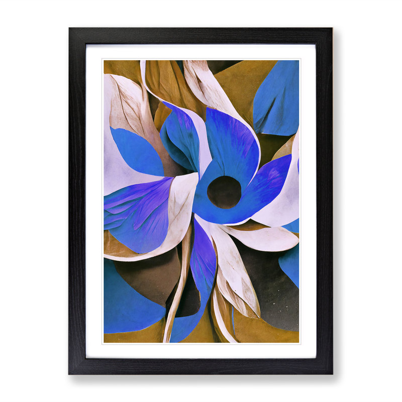 Abstract Floral Art No.5 - Framed Print, 46cm H x 34cm W x 2cm D, Black