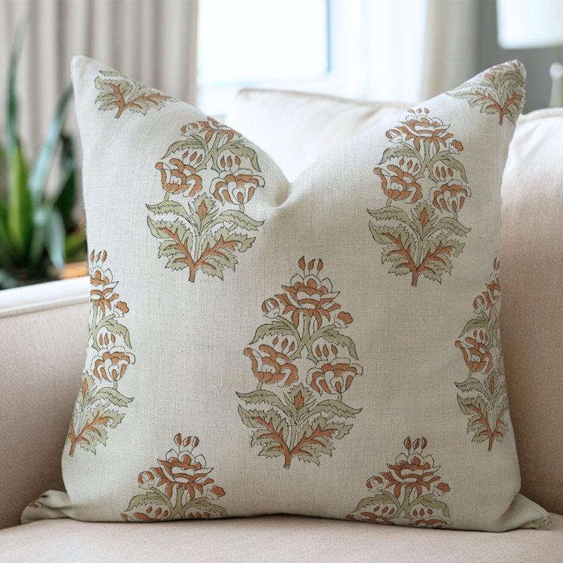 Housse de coussin décoratif à imprimé floral Fab divine, H 16 po x l 16 po, Carrée