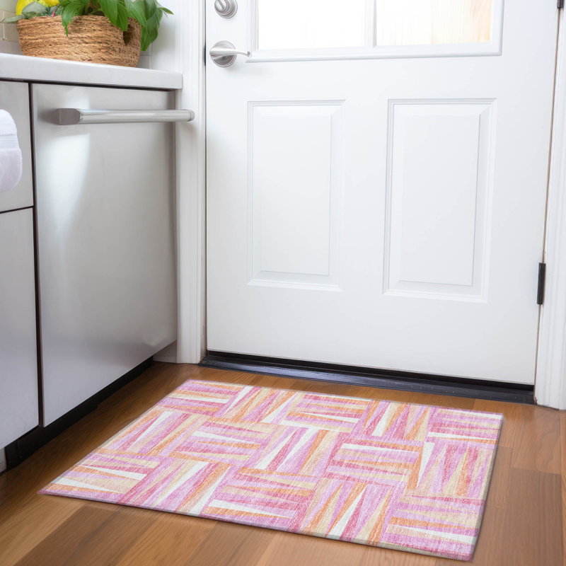 Premium Machine Washable Collett AMF1012 Squares Rug, Rectangle 1'8" x 2'6"