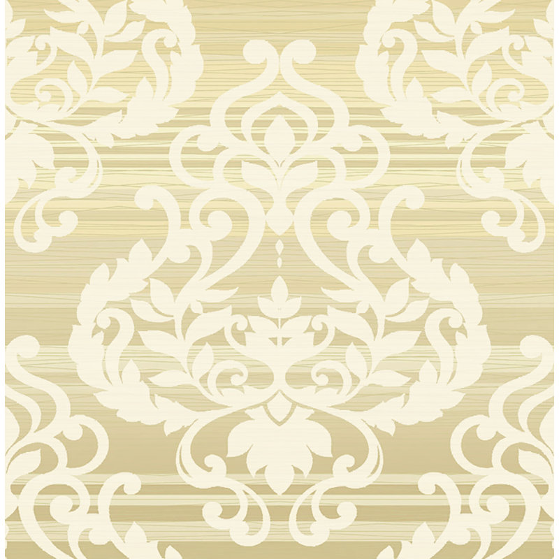 Papier peint damassé doublé brun clair Seabrook Designs, Gobelet métallique brun clair