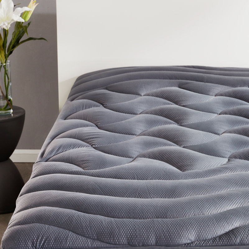 Lam Down Alternative 3-Zone Mattress Pad, Queen, Gray