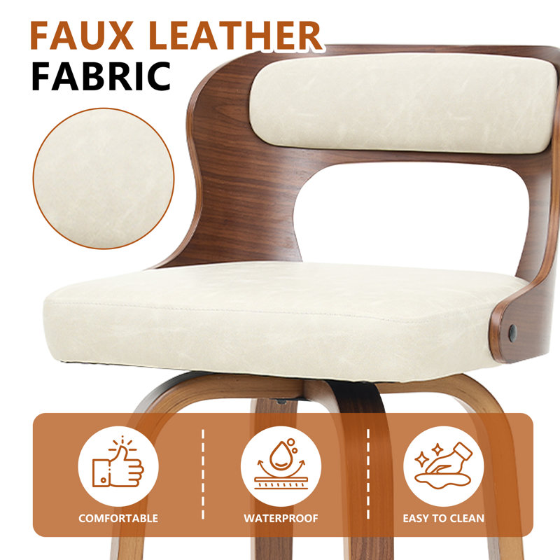 Swivel Faux Leather Counter Height Bar Stools, 1, Beigegray
