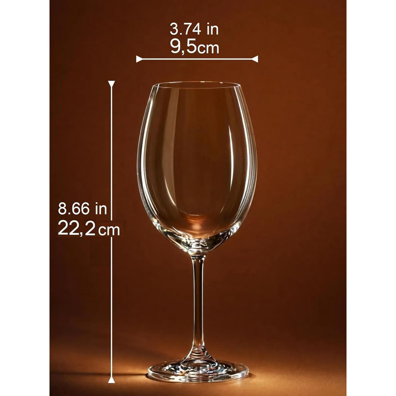 Verres à vin en cristal Bohemia - Ensemble de verres à vin sans plomb 19,6 oz / 580 ml de la collection Gastro Premium