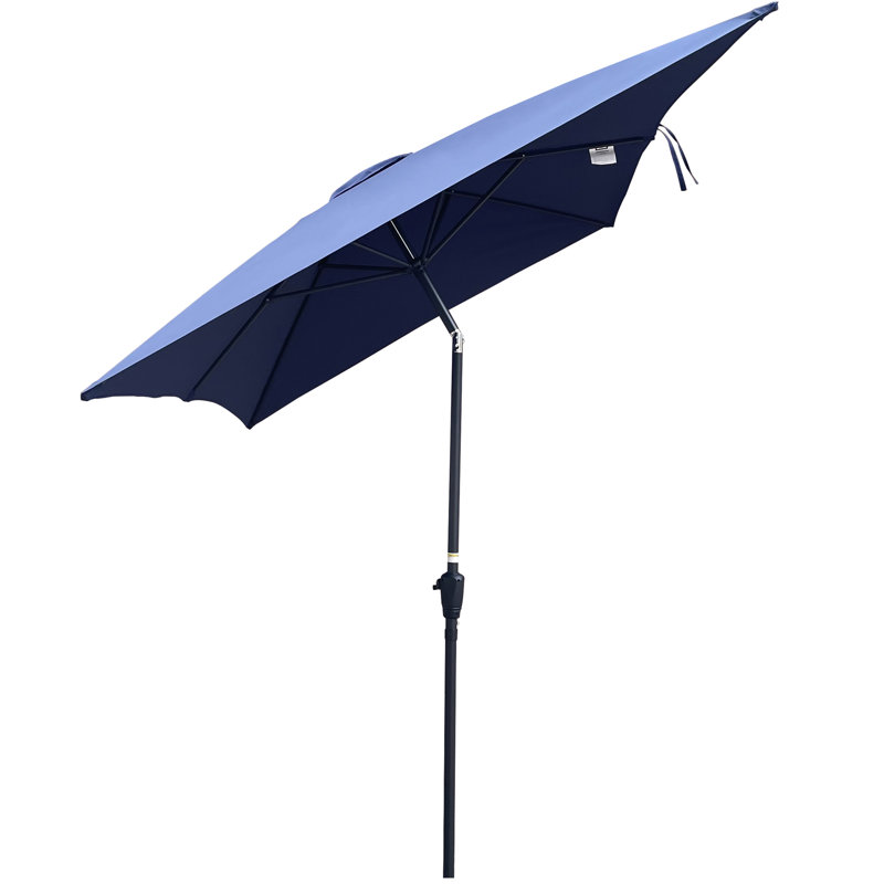 Parasol de patio extérieur 6 x 9 pi - imperméable, à manivelle et à bouton-poussoir, auvent rectangulaire pour piscine de jardin, protégé 9 pi x 6 pi imperméable avec poteau thermolaqué