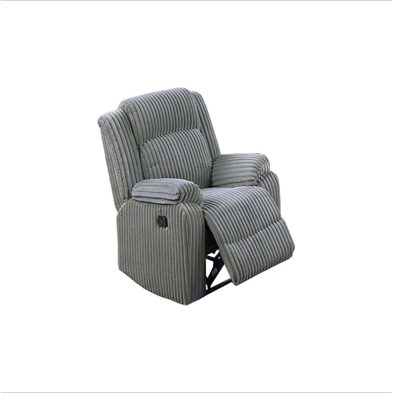 Smoke Fur Like Corduroy 1Pc Motion Recliner Chair Living Room Reclining Couch Plush Textured Seat, Smoke