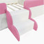 Structure de lit de jour grand rembourré avec clôture et escalier (rose et blanc)-1981802353