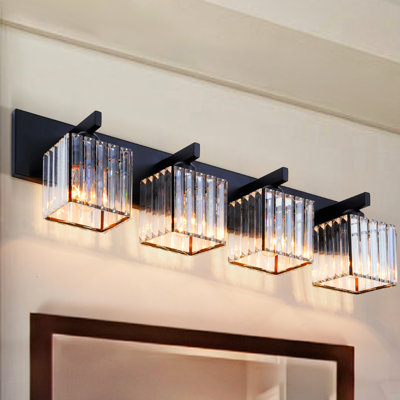 Modern 4-lights Vanity Light With Crystal Accents