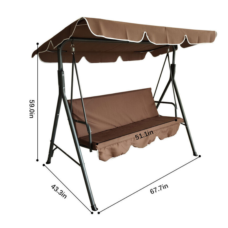 Banc oscillant en métal Khloee, Brun 1