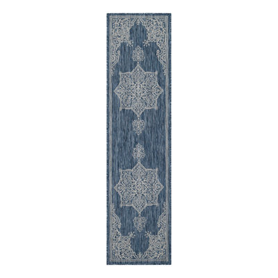 Cowhill Oriental Blue/Gray Indoor/Outdoor Area Rug