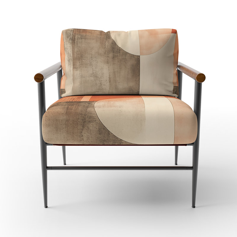 Chaise d'appoint abstraite transitionnelle moderne - Modern Geometric Flow II - Chaise avec accoudoirs terre cuite