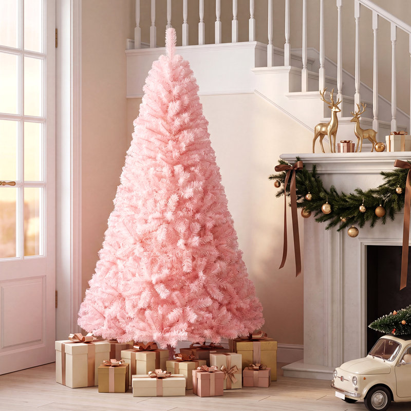 Arbre de Noël artificiel en sapin rose, 6'