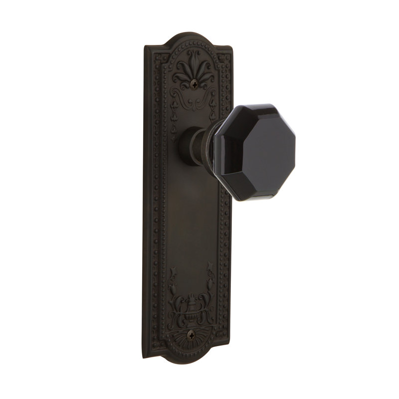 Plaque Meadows avec bouton de porte Waldorf noir, Bronze frotté à l'huile