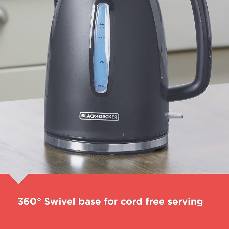 1.7L Gray Stainless Steel Cordless Electric Kettle