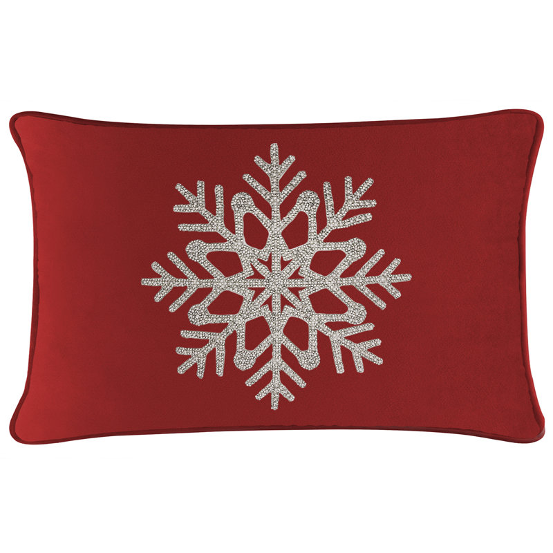 Snowflake Rhinestone Pillow, Red, Rectangular 14"H x 20"W
