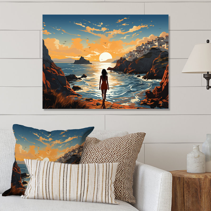 Solitude Seaside Sunset Tranquility - Abstract Landscape, 16" H x 32" W x 1" D