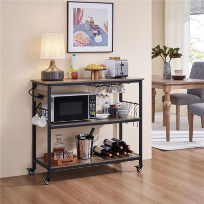 36.5″ H Kitchen Island Cart with Charge Station by Yaheetech